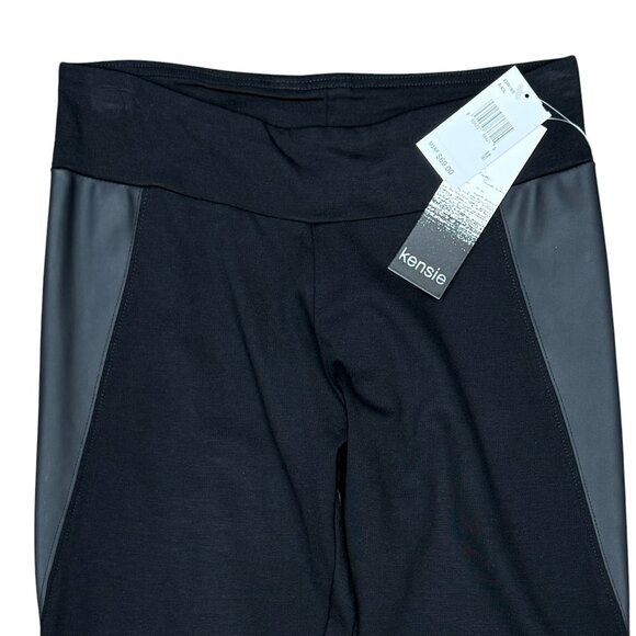 NWT‎ Women's KENSIE Black Faux Leather Panel Leggings - Size Medium - Picture 3 of 9
